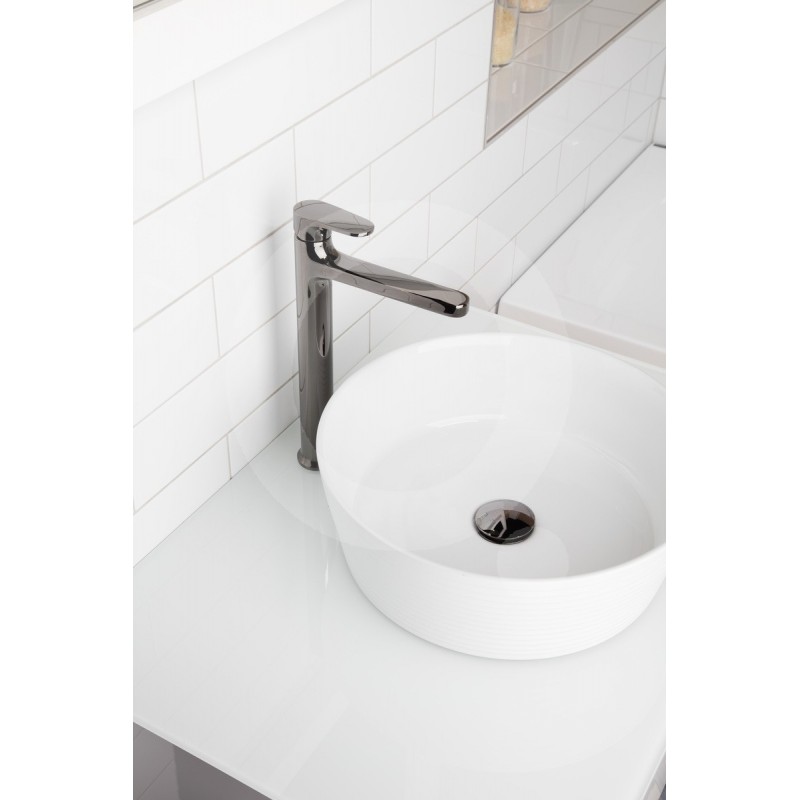 Robinet de salle de bains JEFFER Mitigeur lavabo Bec haut sans tirette Noir  - Oskab