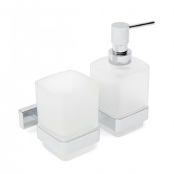 Ensemble Distributeur savon et verre Simply S chrome/verre SATDSIMS48 de Swiss Aqua Technologies