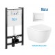 Conjunto ROCA Active, pulsador PVC Blanco brillo con WC suspendido ROCA RIMLESS completo