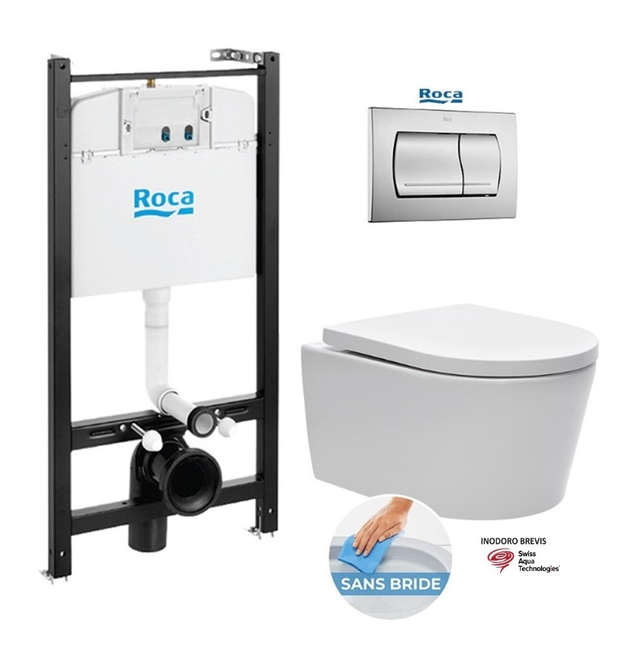 Réservoir de chasse d'eau Roca Active + bouton poussoir + WC SAT