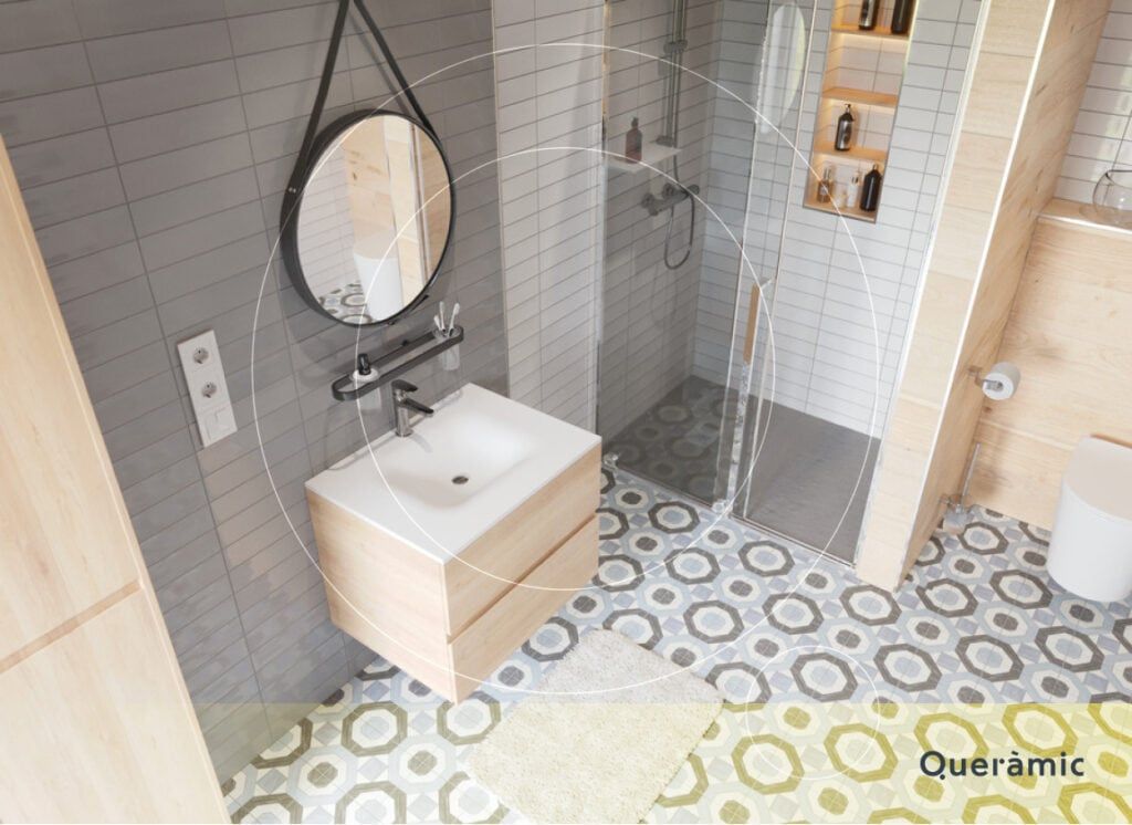 baño pequeño con azulejos suelo y pared