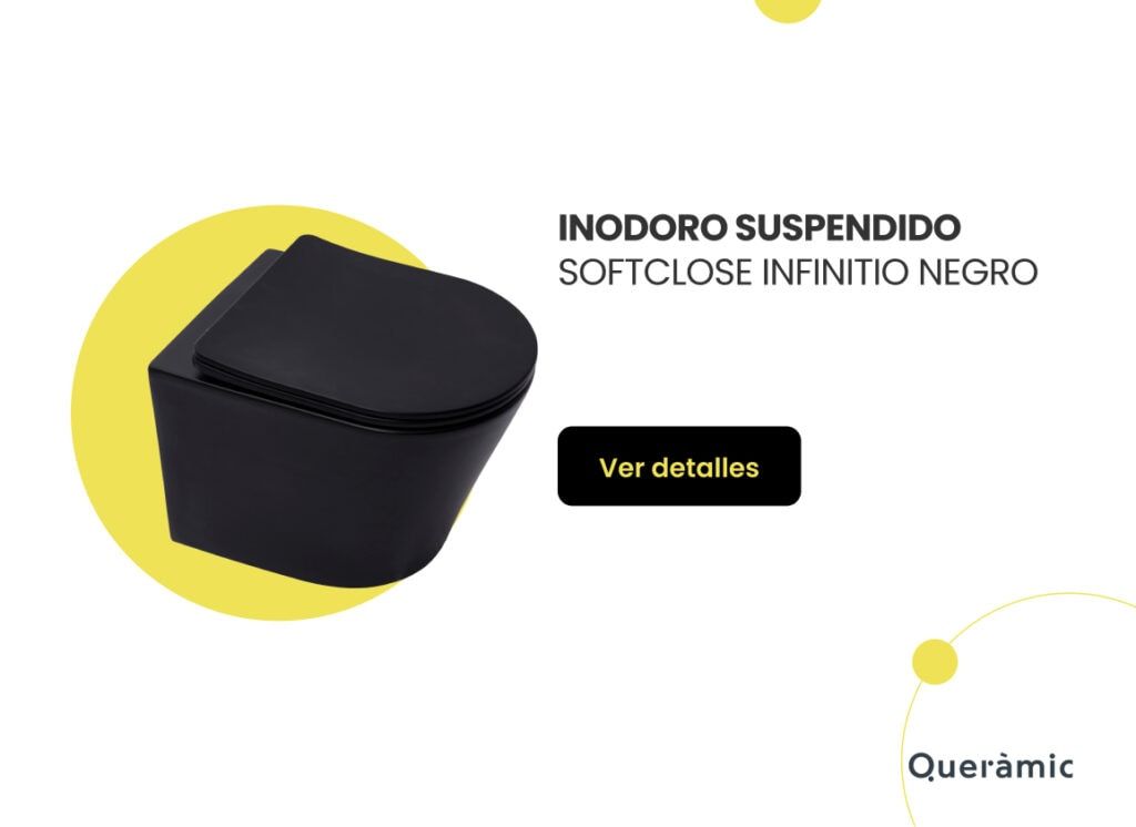 Inodoros suspendidos negros baño pequeño
